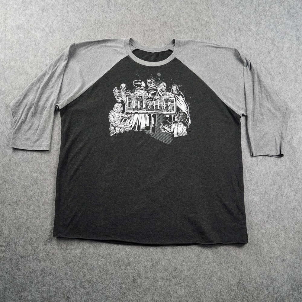 Universal Studios Monsters Baseball Tee Unisex XXL Gray Raglan Horror Graphic